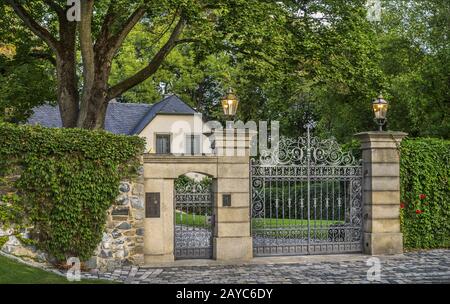 Entrée du château de Hofeck Banque D'Images