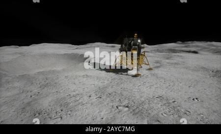Mission d'atterrissage lunaire sur la Lune Banque D'Images