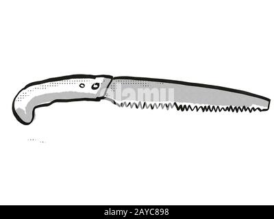 Scie à élaguer japonaise outil de jardin Dessin rétro de dessin de dessin de dessin de dessin de dessin de dessin Banque D'Images
