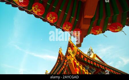 Décorations de lanternes rouges au temple Thean Hou à Kuala Lumpur Banque D'Images