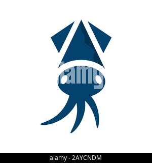 logo bleu squid design mer vie illustrations vectorielles Illustration de Vecteur