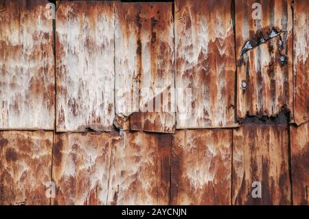 Old weathered corrodés rusty tin surface du mur décoratifs libre comme grunge background Banque D'Images