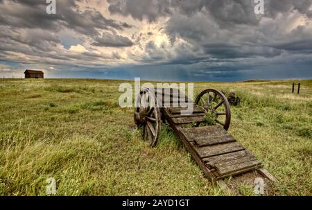 Ancien panier de roue des Prairies Saskatchewan Banque D'Images