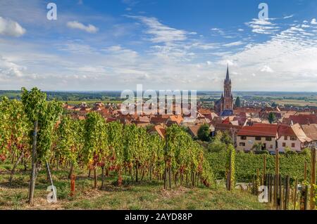 Vue sur Dambach la Ville, Alsace, France Banque D'Images
