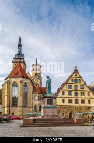 Place Schillerplatz, Stuttgart, Allemagne Banque D'Images