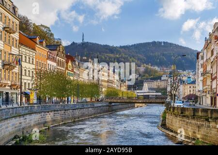 Rivière Tepla à Karlovy Vary, république tchèque Banque D'Images