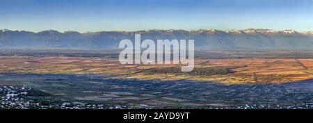 Vue sur la vallée d'Alazani, Kakheti, Géorgie Banque D'Images