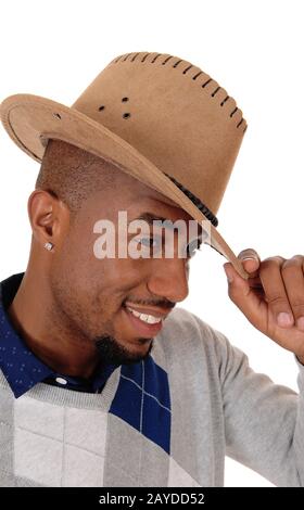 Bel homme africain avec chapeau de cowboy Banque D'Images