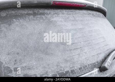 Vitre arrière gelée de la voiture Banque D'Images