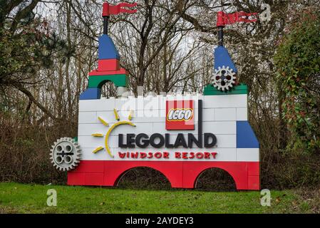 Windsor, Royaume-Uni - 10 février 2020: Legoland signer à Windsor Banque D'Images