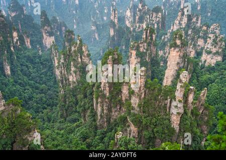 Piliers en pierre des montagnes de Tianzi dans le parc national de Zhangjiajie Banque D'Images