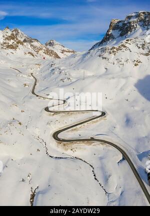 Vue Aérienne De Julier Pass, Albula, Engadine, Canton De Graubunden, Suisse, Europe Du Sud Banque D'Images