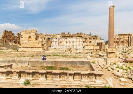 Lieu de deux des plus grandes ruines du temple romain, le site de Baalbek, classé au patrimoine mondial De L'Unesco, est l'une des principales attractions du Liban Banque D'Images