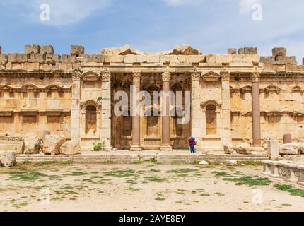 Lieu de deux des plus grandes ruines du temple romain, le site de Baalbek, classé au patrimoine mondial De L'Unesco, est l'une des principales attractions du Liban Banque D'Images