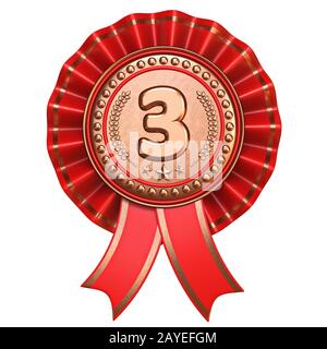 Médaille de bronze pour la troisième place avec rubans rouges tridimensionnel Banque D'Images