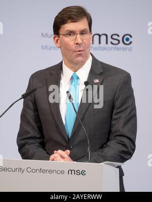 Düsseldorf, Allemagne. Paderborn, Allemagne. 15 février 2020. Munich, Allemagne. 15 février 2020. Mark Esper, Secrétaire américain à la défense, parle le deuxième jour de la 56ème Conférence de Munich sur la sécurité. Crédit: Sven Hoppe/dpa/Alay Live News crédit: DPA Picture Alliance/Alay Live News Banque D'Images