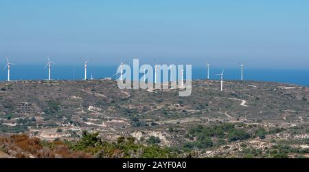 Éoliennes sur la côte sud de l'île de Kos Grèce Banque D'Images