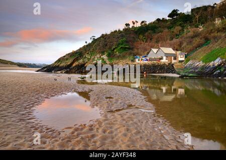 L'estuaire de Gannel, près de Newquay à Cornwall. Banque D'Images