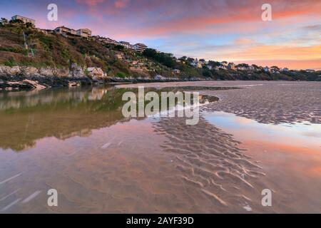 L'estuaire de Gannel, près de Newquay à Cornwall. Banque D'Images