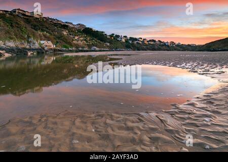 L'estuaire de Gannel, près de Newquay à Cornwall. Banque D'Images