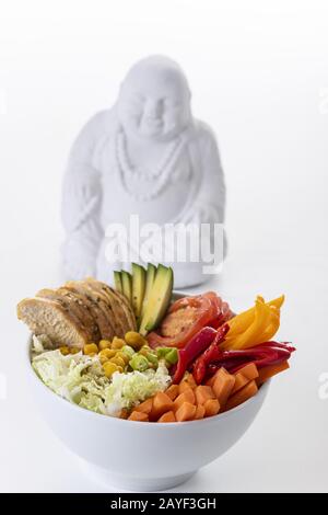 Bouddhabowl avec poulet blanc Banque D'Images