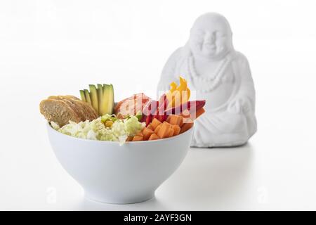 Bouddhabowl avec poulet blanc Banque D'Images