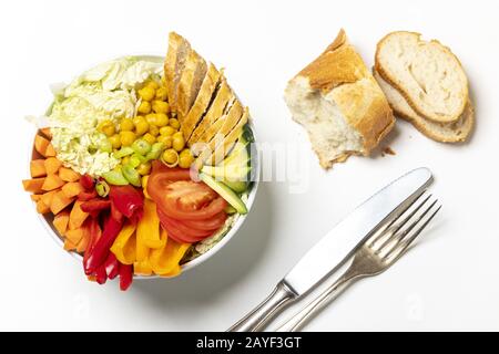 Bouddhabowl avec poulet blanc Banque D'Images