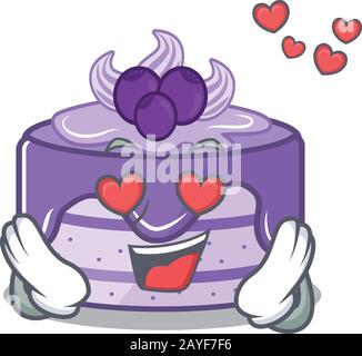 Romantique chute dans l'amour gâteau de bleuet dessin animé personnage concept Illustration de Vecteur