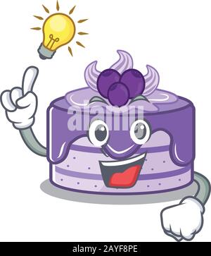 un style de personnage de dessin animé intelligent de gâteau aux bleuets a un geste d'idée Illustration de Vecteur