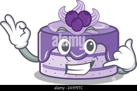 Appelez-moi drôle gâteau de bleuets dessin animé personnage concept Illustration de Vecteur