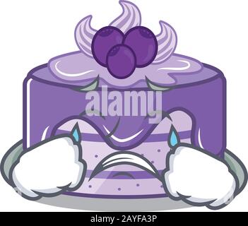 Gâteau aux bleuets style dessin animé avec un visage triste Illustration de Vecteur