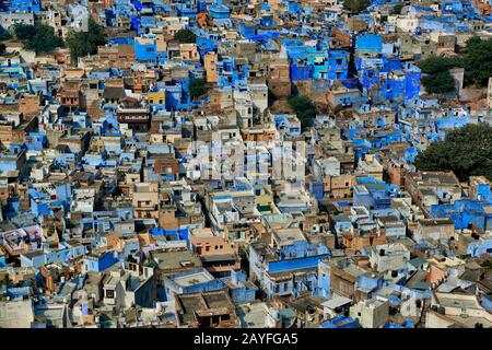Vue aérienne de la ville bleue Jodhpur, Rajasthan, India Banque D'Images
