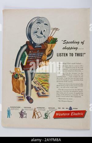 1946 Life Magazine Publicité pour Western Electric, États-Unis Banque D'Images