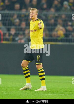 Football Dortmund - Francfort, Dortmund 14 Février 2020. Erling HAALAND , BVB 17 BORUSSIA DORTMUND - EINTRACHT FRANKFURT 4-0 - la RÉGLEMENTATION DFL INTERDIT TOUTE UTILISATION DE PHOTOGRAPHIES comme SÉQUENCES D'IMAGES et/ou QUASI-VIDÉO - 1.German Soccer League , Dortmund, 14 février 2020. Saison 2019/2020, jour du match 22, BVB, © Peter Schatz / Alay Live News Banque D'Images