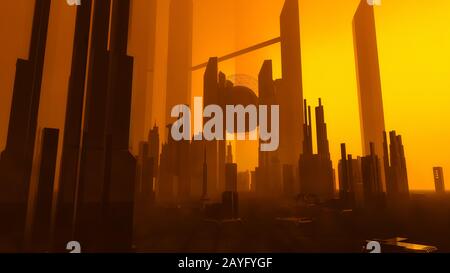 Image abstraite de la ville de la future science-fiction Banque D'Images
