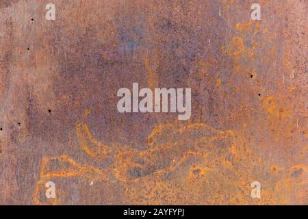 Texture d'une ancienne feuille de fer rouillée Banque D'Images