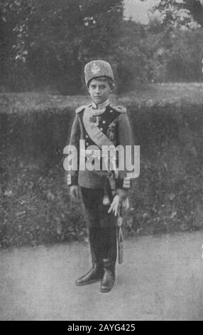 Tsesarevich Alexei Nikolaevich Romanov (1904-1918) dans son dernier portrait officiel de l'uniforme des greniers vers 1917. Le fils du tsar Nicolas le second, déchu pendant les révolutions socialistes de 1917, fut exécuté pendant son emprisonnement à Yekaterinburg. Il souffrait d'hémophilie héréditaire Banque D'Images