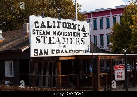 California Steam navigation Co stéamers publicité hoarding, vieille ville, Sacramento, Californie, États-Unis Banque D'Images