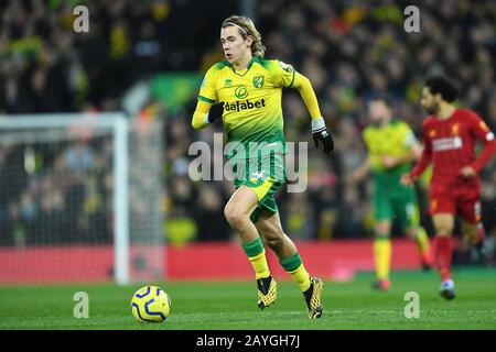 Norwich, ANGLETERRE - 15 FÉVRIER Todd Cantwell (14) de Norwich City lors du match de la Premier League entre Norwich City et Liverpool à Carrow Road, Norwich le samedi 15 février 2020. (Crédit: Jon Hobley | MI News) la photographie ne peut être utilisée qu'à des fins de rédaction de journaux et/ou de magazines, licence requise à des fins commerciales crédit: Mi News & Sport /Alay Live News Banque D'Images