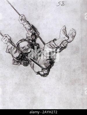 Francisco de Goya y Lucientes - Vieux Homme sur un Swing Banque D'Images