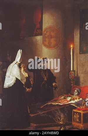 François de Borgia devant le cercueil d'Isabelle de Portugal (ésouris de Charles Quin) Laurens Jean-Paul (1838-1921). Banque D'Images