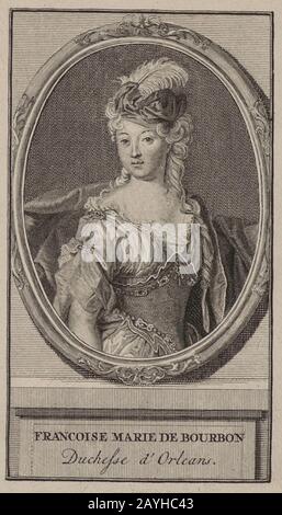 Françoise Marie de Bourbon, duchesse d'Orléans - gravure. Banque D'Images