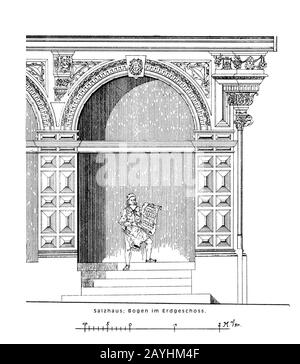 Francfort-Sur-Le-Main-Roemer-Salzhaus-Torbogen. Banque D'Images