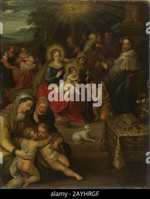 Frans Francken (II) - Allegorie op het Christusskind als het lam Gods. Banque D'Images