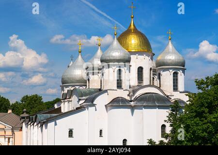 La cathédrale Sainte-Sophie (la Sainte Sagesse de Dieu) à Veliky Novgorod (Novgorod le Grand), Russie Banque D'Images