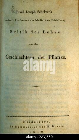 Franz Joseph Schelver - Kritik der Lehre von den Geschlechtern der Pflanze (1812). Banque D'Images