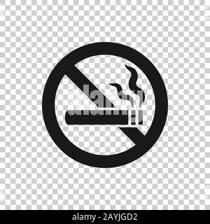 Aucun signe de fumer dans l'icône de style plat. Illustration vecteur de cigarette on white background isolés. Concept d'entreprise de la nicotine. Illustration de Vecteur