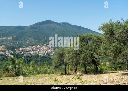 Paysage rural à Basilicate. Vue panoramique sur Rapolla, Potenza, Italie. Banque D'Images