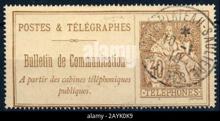 Timbre téléphonique français utilisé plateau Sauliere Algérie 1910.