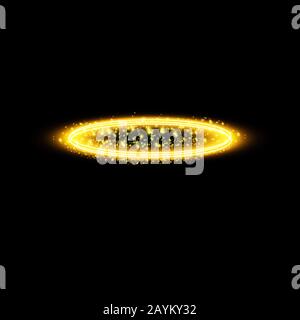 Anneau d'ange de halo doré. Isolé sur fond noir, illustration vectorielle Illustration de Vecteur